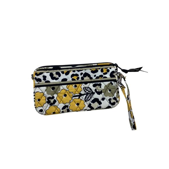 Vera Bradley Zip Wallet Women's Floral Yellow Black White - Picture 3 of 5
